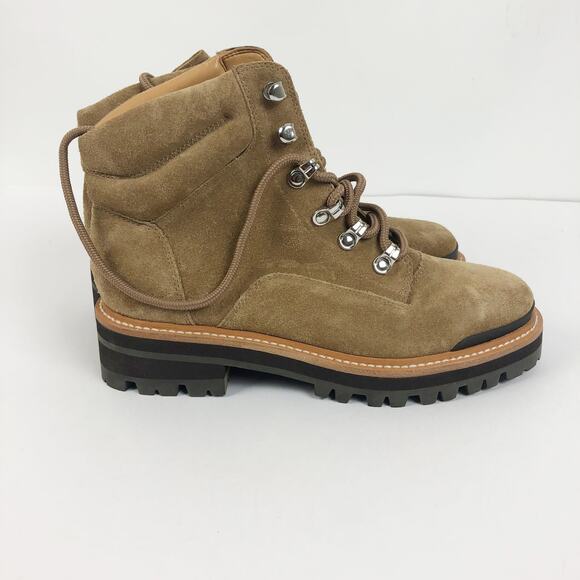 Marc Fisher Womens Idaran Hiking Boots 7.5 Brown Suede Lace Up Lug Sole NWOB - Picture 2 of 12